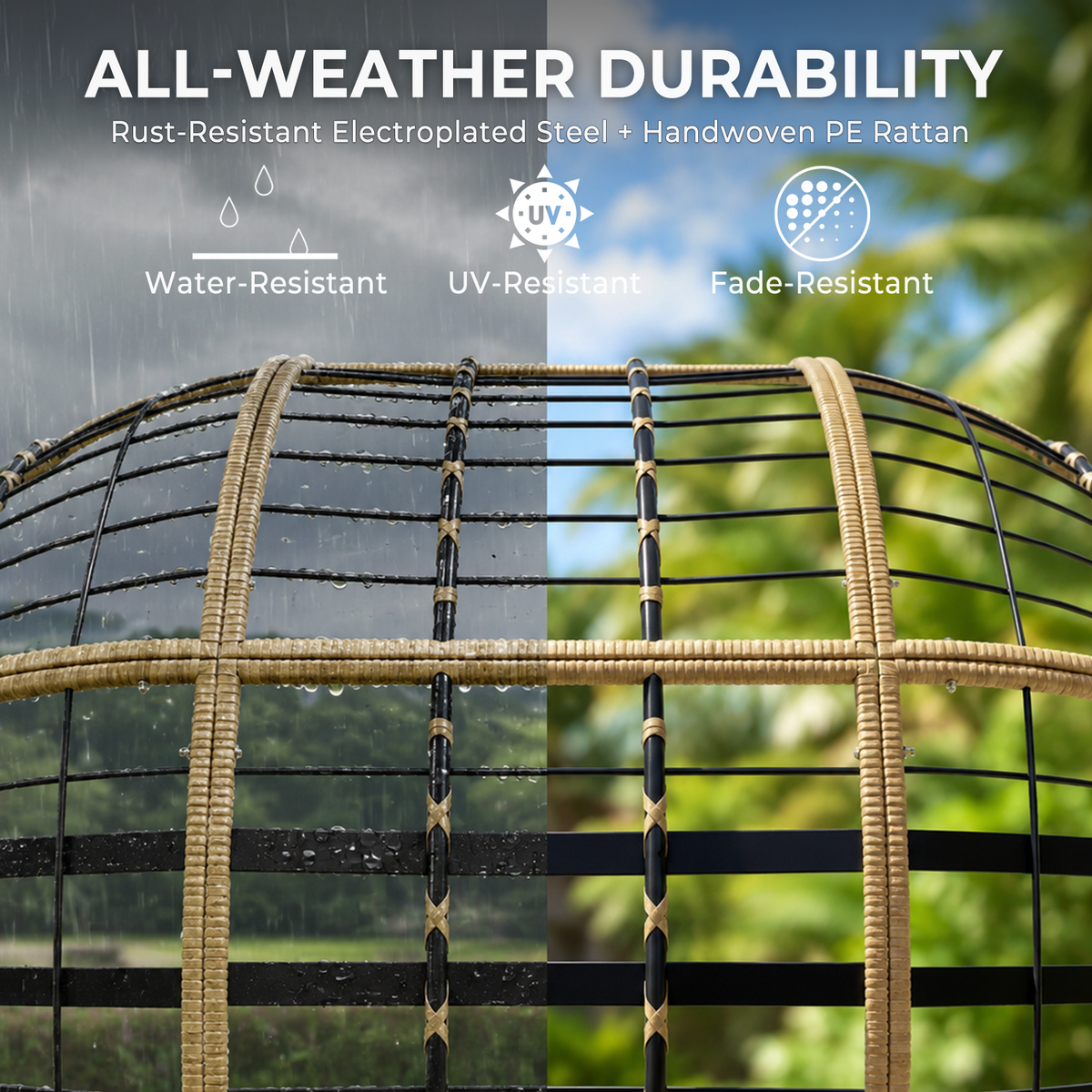 Double Outdoor Papasan Rocking Chair with Thick Cushion, Dark Grey Oversized 2-Person Rocking Loveseat with Plush Cushion, Outdoor Cozy Rocker Sofa for Patio, Porch or Balcony